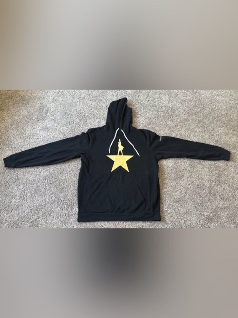 Black Hoodie with Yellow Star Graphic - Women’s Sweater